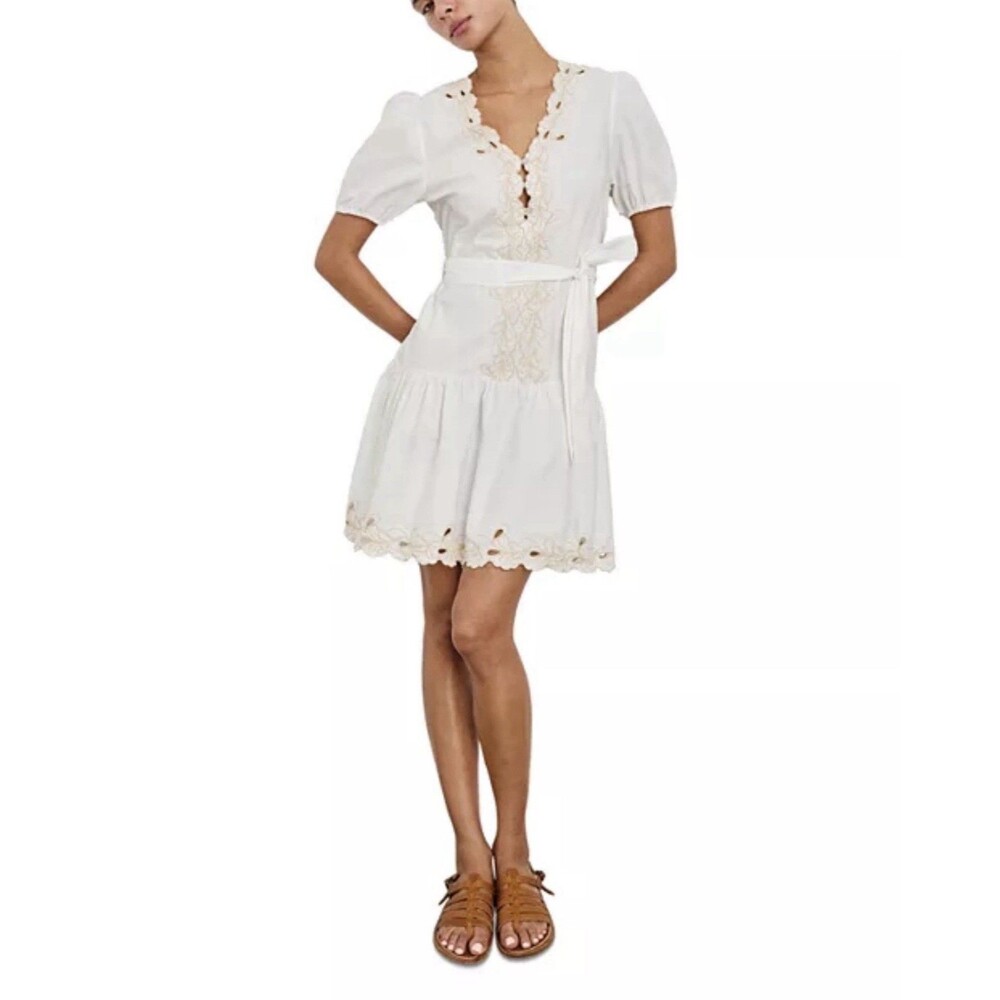 Rails Women’s Tulip Embroidered Dress in White Sz Large NWT